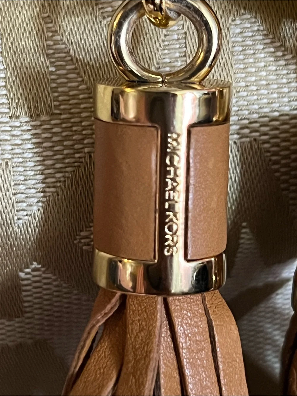 Michael Kors Tan & Cream Logo Drawstring Tote